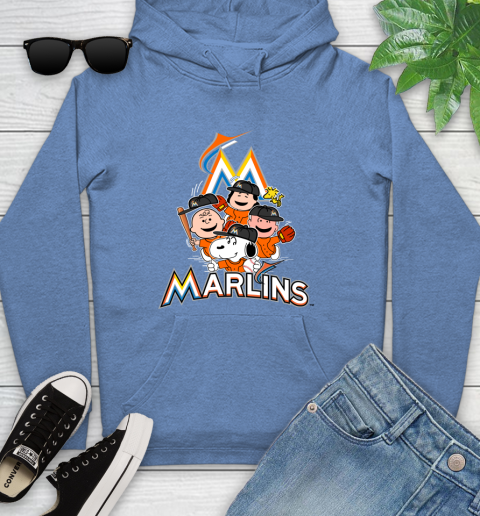 MLB Miami Marlins Snoopy Charlie Brown Woodstock The Peanuts Movie Baseball T Shirt Youth Hoodie 13