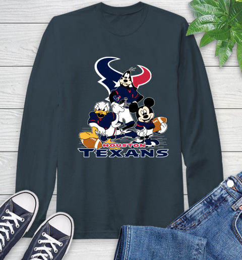 NFL Houston Texans Mickey Mouse Donald Duck Goofy Football Shirt Long Sleeve T-Shirt 9