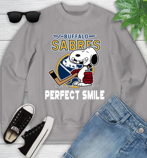NHL Buffalo Sabres Snoopy Perfect Smile The Peanuts Movie Hockey T Shirt Youth Sweatshirt 3