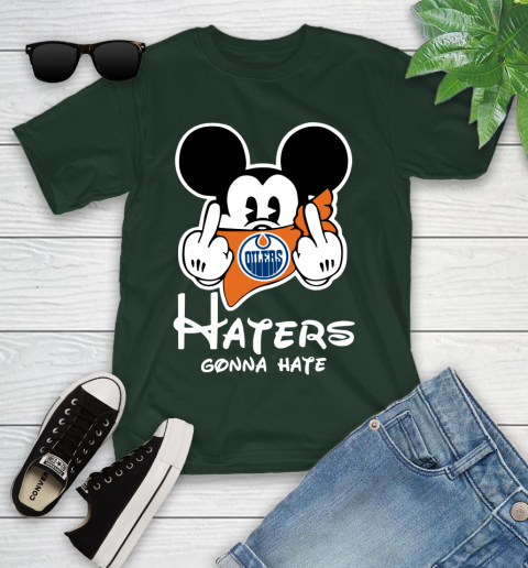 NHL Edmonton Oilers Haters Gonna Hate Mickey Mouse Disney Hockey T Shirt Youth T-Shirt 5