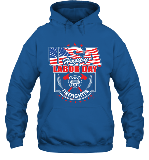 Firefighter Happy Labor Day Job Title American Flag Hoodie