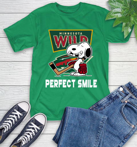 NHL Minnesota Wild Snoopy Perfect Smile The Peanuts Movie Hockey T Shirt T-Shirt 7