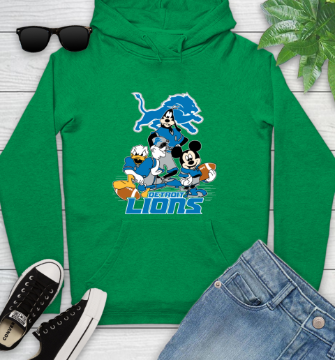 NFL Detroit Lions Mickey Mouse Donald Duck Goofy Football Shirt Youth Hoodie 9