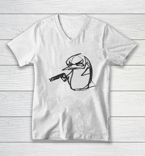 Penguin With Gun V-Neck T-Shirt