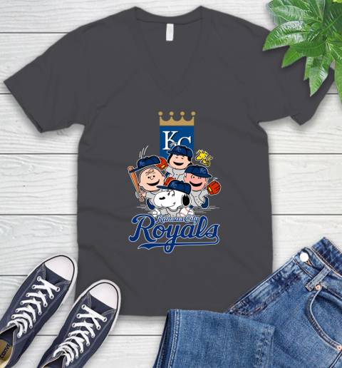 MLB Kansas City Royals Snoopy Charlie Brown Woodstock The Peanuts Movie Baseball T Shirt_000 V-Neck T-Shirt 4