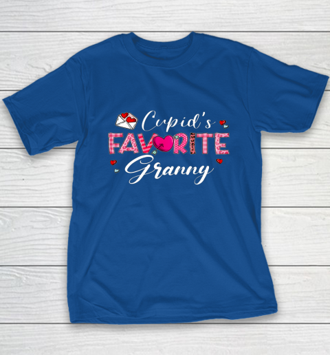 Cupid's Favorite Granny Leopard Plaid Funny Valentine Day Youth T-Shirt 15