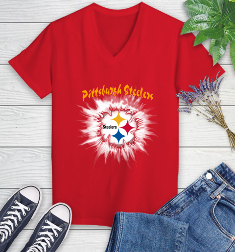 Pittsburgh Steelers NFL Football Adoring Fan Rip Sports Women's V-Neck T-Shirt 11