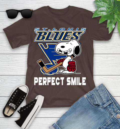 NHL St.Louis Blues Snoopy Perfect Smile The Peanuts Movie Hockey T Shirt Youth T-Shirt 7