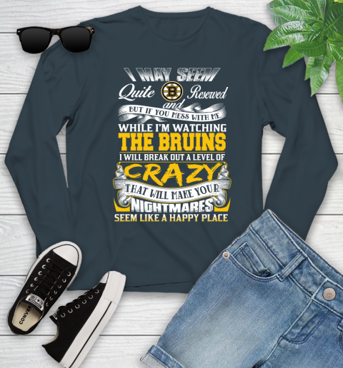 Boston Bruins NHL Hockey Don't Mess With Me While I'm Watching My Team Youth Long Sleeve 9