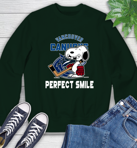 NHL Vancouver Canucks Snoopy Perfect Smile The Peanuts Movie Hockey T Shirt Sweatshirt 12