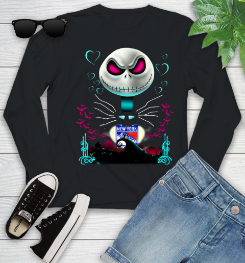 NHL New York Rangers Jack Skellington Sally The Nightmare Before Christmas Hockey Youth Long Sleeve