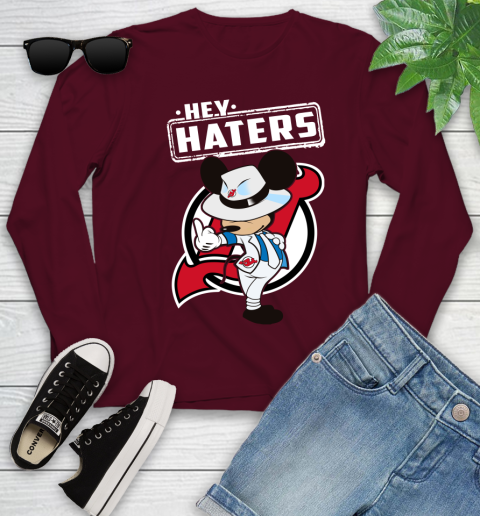 NHL Hey Haters Mickey Hockey Sports New Jersey Devils Youth Long Sleeve 6