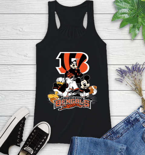 NFL Cincinnati Bengals Mickey Mouse Donald Duck Goofy Football Shirt Racerback Tank