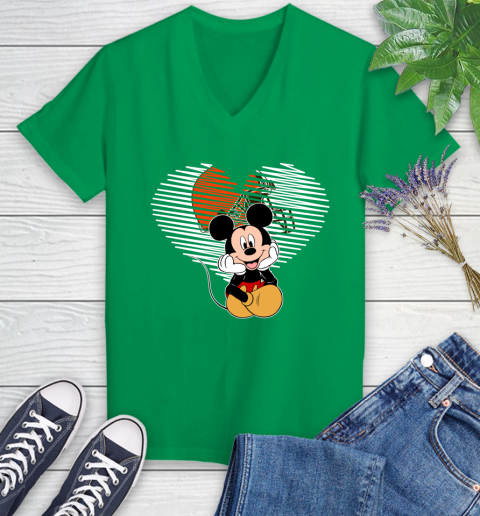 NFL Cleveland Browns The Heart Mickey Mouse Disney Football T Shirt_000 Women's V-Neck T-Shirt 5