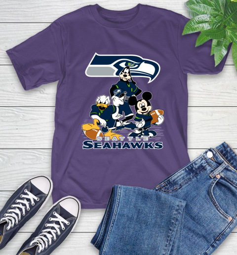 NFL Seattle Seahawks Mickey Mouse Donald Duck Goofy Football Shirt T-Shirt 5