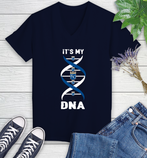 Kansas City Royals MLB Baseball It's My DNA Sports Women's V-Neck T-Shirt 3 Kansas City Royals MLB Baseball It's My DNA Sports Women's V-Neck T-Shirt - Image 3