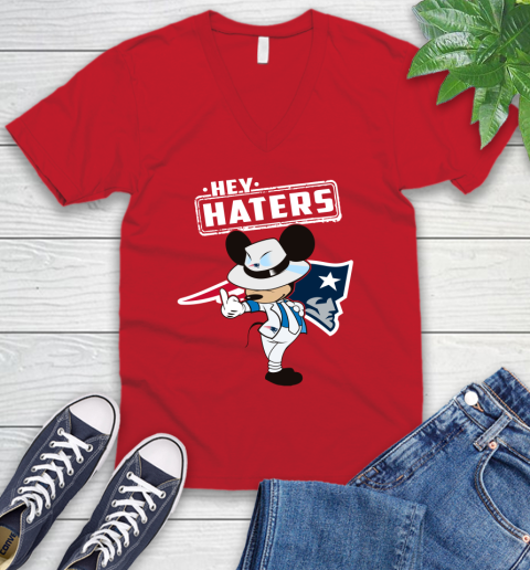 NFL Hey Haters Mickey Football Sports New England Patriots V-Neck T-Shirt 6
