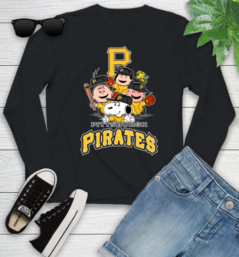 MLB Pittsburgh Pirates Snoopy Charlie Brown Woodstock The Peanuts Movie Baseball T Shirt_000 Youth Long Sleeve