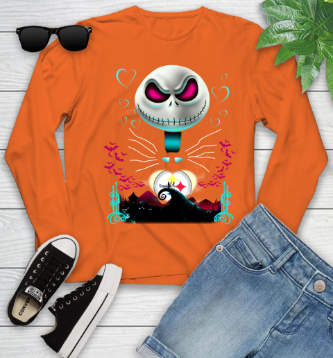 NFL Pittsburgh Steelers Jack Skellington Sally The Nightmare Before Christmas Football Youth Long Sleeve 3
