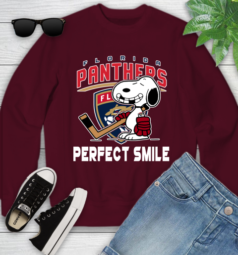 NHL Florida Panthers Snoopy Perfect Smile The Peanuts Movie Hockey T Shirt Youth Sweatshirt 4
