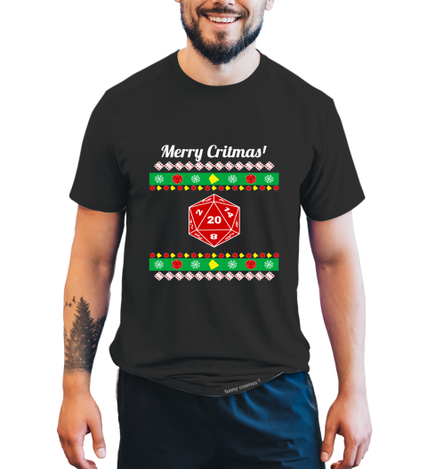 Dungeon And Dragon T Shirt, RPG Dice Games Tshirt, Merry Critmas DND T Shirt, Christmas Gifts