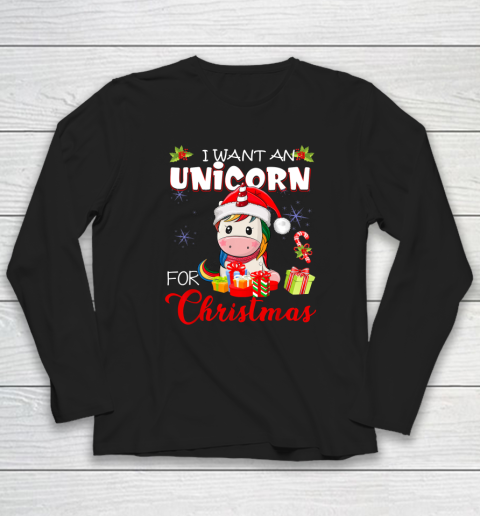 Christmas Vacation Shirt I Want A Unicorn For Christmas Vacation For Unicorn Lover Long Sleeve T-Shirt