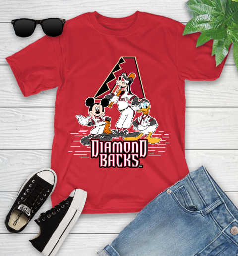 MLB Arizona Diamondbacks Mickey Mouse Donald Duck Goofy Baseball T Shirt Youth T-Shirt 13
