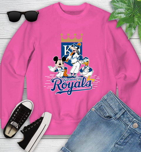 MLB Kansas City Royals Mickey Mouse Donald Duck Goofy Baseball T Shirt Youth Sweatshirt 6