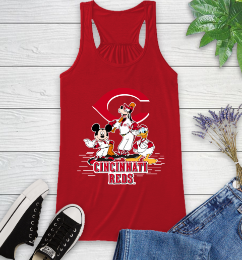 MLB Cincinnati Reds Mickey Mouse Donald Duck Goofy Baseball T Shirt Racerback Tank 5