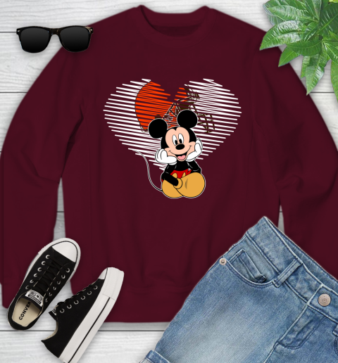 NFL Cleveland Browns The Heart Mickey Mouse Disney Football T Shirt_000 Youth Sweatshirt 4