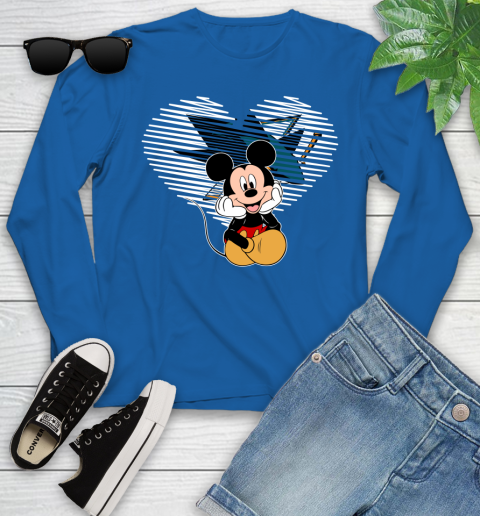 NHL San Jose Sharks The Heart Mickey Mouse Disney Hockey Youth Long Sleeve 10