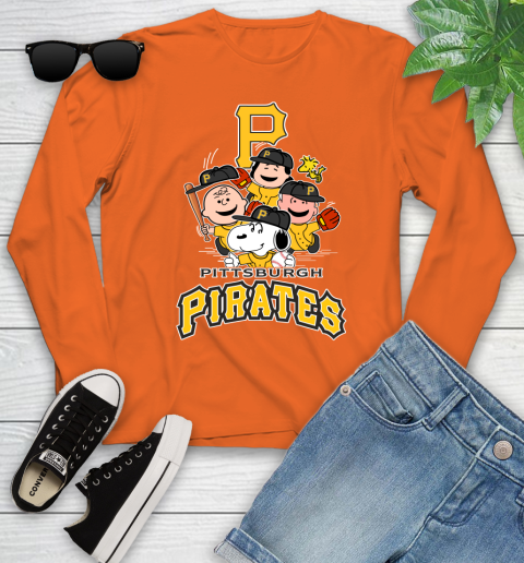 MLB Pittsburgh Pirates Snoopy Charlie Brown Woodstock The Peanuts Movie Baseball T Shirt_000 Youth Long Sleeve 3