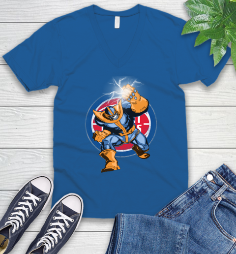 Detroit Pistons NBA Basketball Thanos Avengers Infinity War Marvel V-Neck T-Shirt 5