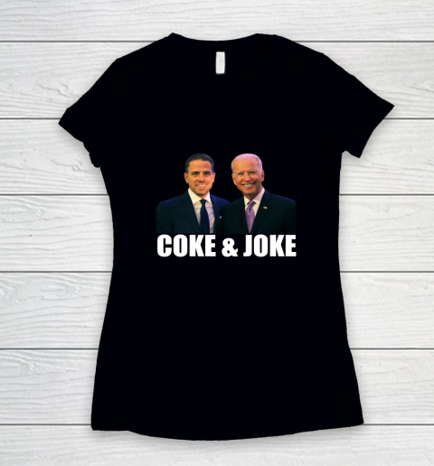Hunter Biden and Joe Biden Coke and Joke Women's V-Neck T-Shirt