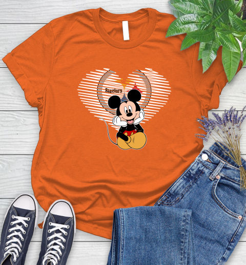 NFL Pittsburgh Steelers The Heart Mickey Mouse Disney Football T Shirt_000 Women's T-Shirt 3