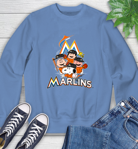 MLB Miami Marlins Snoopy Charlie Brown Woodstock The Peanuts Movie Baseball T Shirt Sweatshirt 11