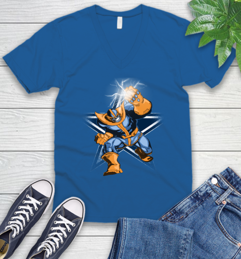 Dallas Cowboys NFL Football Thanos Avengers Infinity War Marvel V-Neck T-Shirt 5