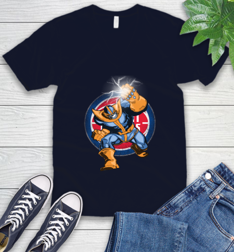 Detroit Pistons NBA Basketball Thanos Avengers Infinity War Marvel V-Neck T-Shirt 2