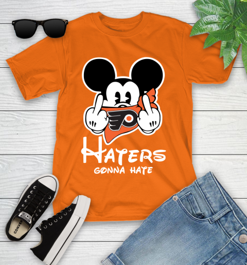 NHL Philadelphia Flyers Haters Gonna Hate Mickey Mouse Disney Hockey T Shirt Youth T-Shirt 9