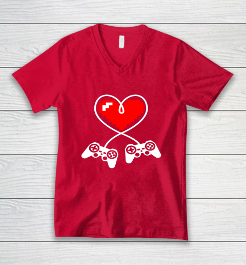 This Is My Valentine Pajama Shirt Gamer Controller V-Neck T-Shirt 11