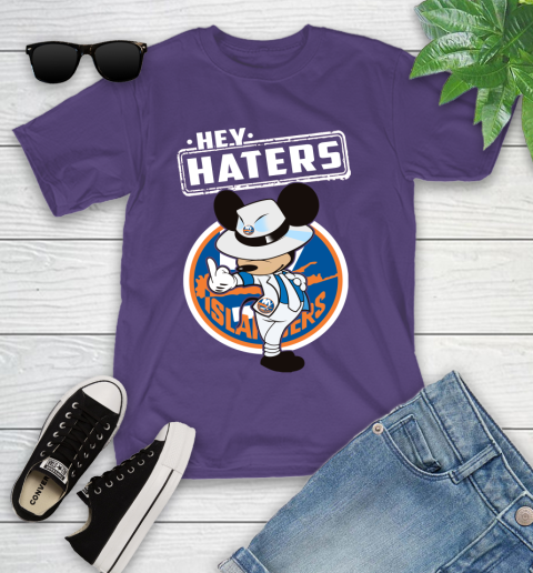 NHL Hey Haters Mickey Hockey Sports New York Islanders Youth T-Shirt 3