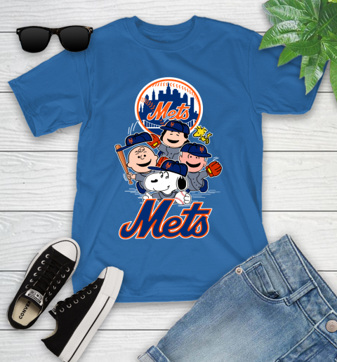 MLB New York Mets Snoopy Charlie Brown Woodstock The Peanuts Movie Baseball T Shirt Youth T-Shirt 12