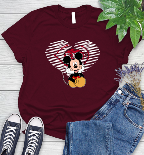 MLB Cincinnati Reds The Heart Mickey Mouse Disney Baseball T Shirt_000 Women's T-Shirt 7