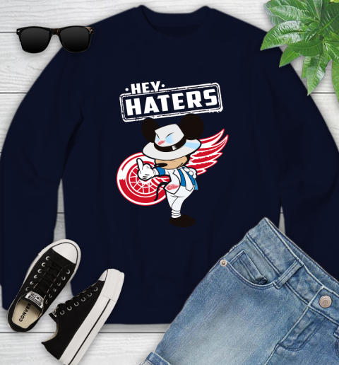 NHL Hey Haters Mickey Hockey Sports Detroit Red Wings Youth Sweatshirt 2
