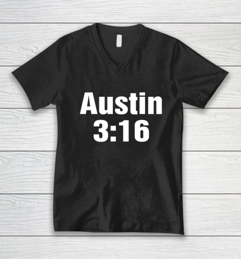 Austin 3 16 Shirt Stone Cold Steve Austin WWE (Print on font and back) V-Neck T-Shirt