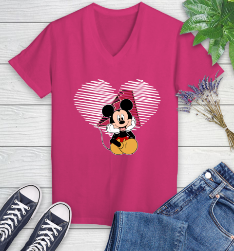 MLB Arizona Diamondbacks The Heart Mickey Mouse Disney Baseball T Shirt_000 Women's V-Neck T-Shirt 9
