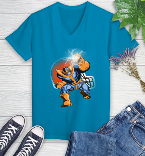 Cleveland Browns NFL Football Thanos Avengers Infinity War Marvel Women's V-Neck T-Shirt 7
