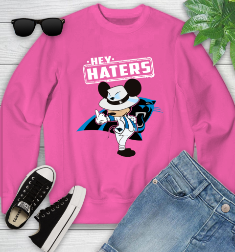 NFL Hey Haters Mickey Football Sports Carolina Panthers Youth Sweatshirt 6