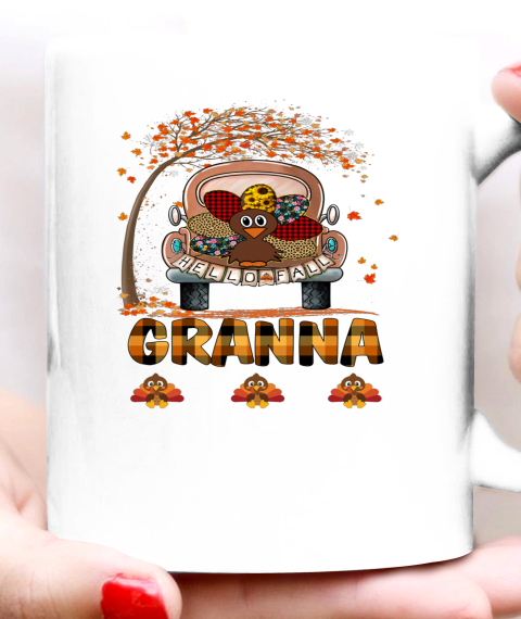 Hello Fall Thanksgiving Granna Gift Funny Turkey Truck Ceramic Mug 11oz