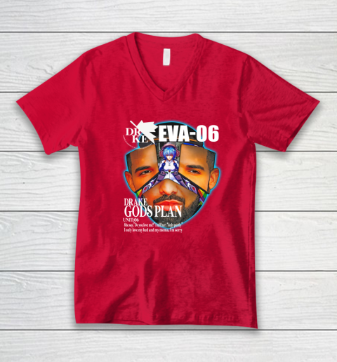 Drake Evangelion Shirt Drake Eva 06 Drake Gods Plan V-Neck T-Shirt 5